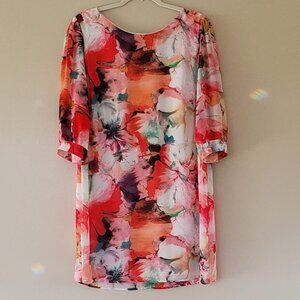 SHEIN Colorful Knee Length Dress With ¾ Sleeves. Size M